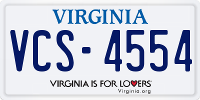 VA license plate VCS4554