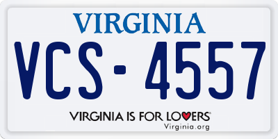 VA license plate VCS4557