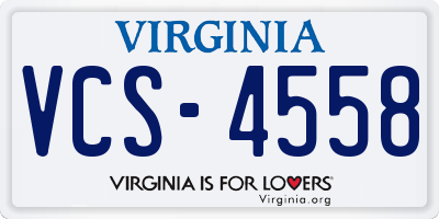 VA license plate VCS4558