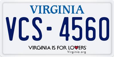 VA license plate VCS4560