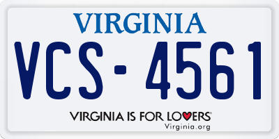 VA license plate VCS4561