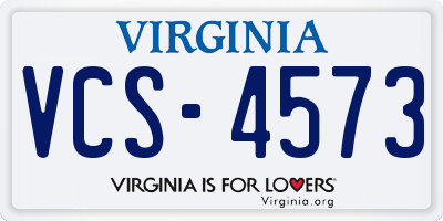 VA license plate VCS4573