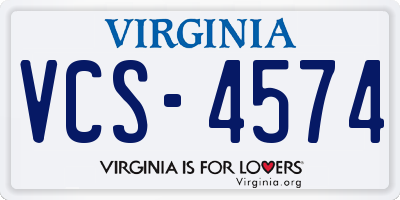 VA license plate VCS4574