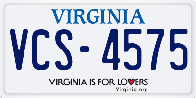 VA license plate VCS4575