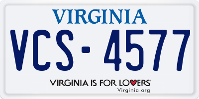 VA license plate VCS4577