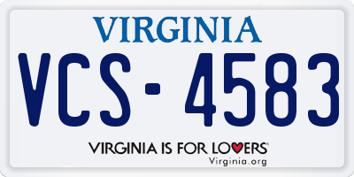 VA license plate VCS4583