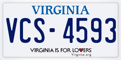 VA license plate VCS4593