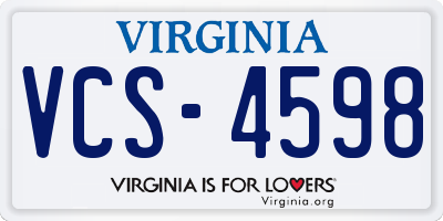 VA license plate VCS4598