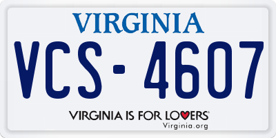 VA license plate VCS4607