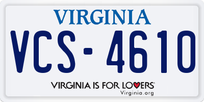 VA license plate VCS4610