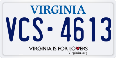 VA license plate VCS4613