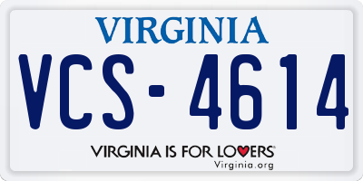 VA license plate VCS4614
