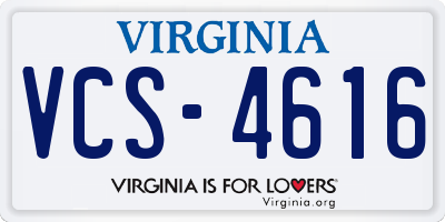 VA license plate VCS4616