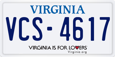 VA license plate VCS4617