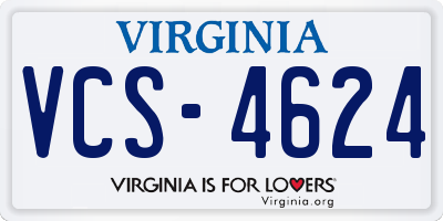 VA license plate VCS4624