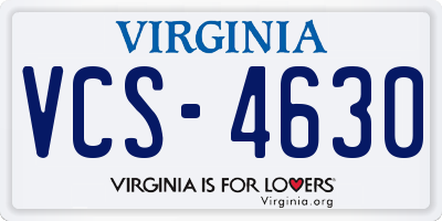 VA license plate VCS4630