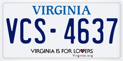 VA license plate VCS4637