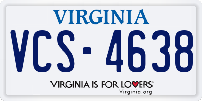 VA license plate VCS4638