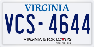VA license plate VCS4644