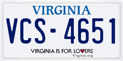 VA license plate VCS4651