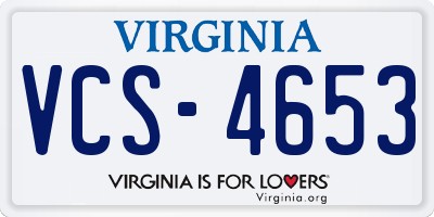 VA license plate VCS4653
