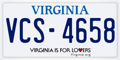 VA license plate VCS4658