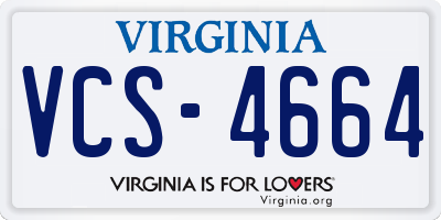 VA license plate VCS4664