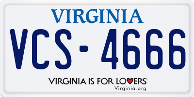 VA license plate VCS4666