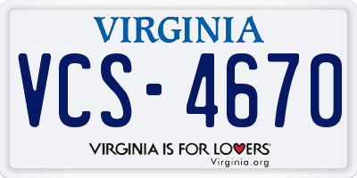 VA license plate VCS4670