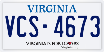 VA license plate VCS4673
