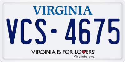VA license plate VCS4675