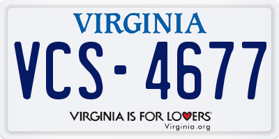 VA license plate VCS4677