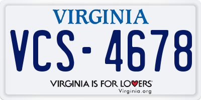 VA license plate VCS4678