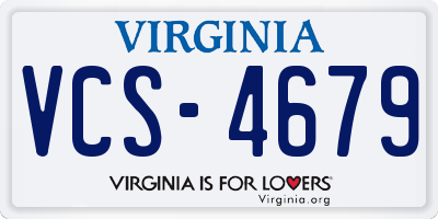 VA license plate VCS4679