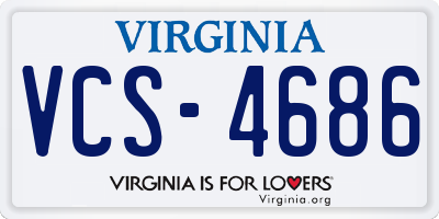 VA license plate VCS4686