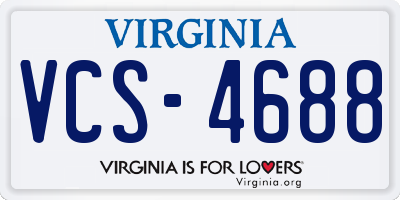 VA license plate VCS4688