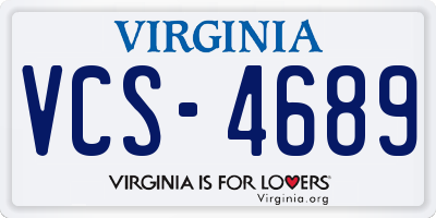 VA license plate VCS4689