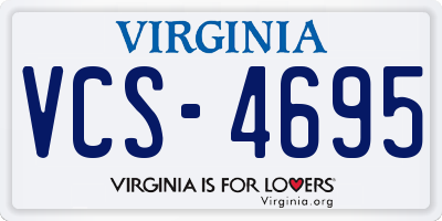 VA license plate VCS4695