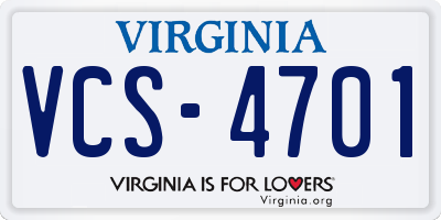 VA license plate VCS4701