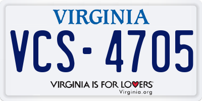 VA license plate VCS4705