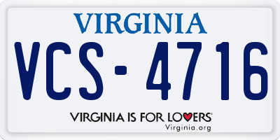 VA license plate VCS4716