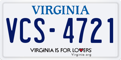 VA license plate VCS4721