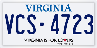 VA license plate VCS4723
