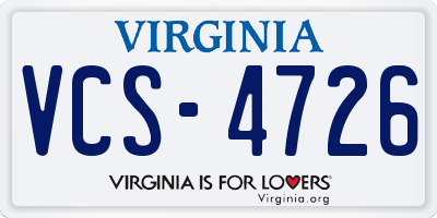 VA license plate VCS4726