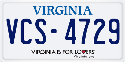 VA license plate VCS4729