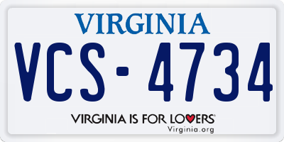 VA license plate VCS4734