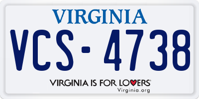 VA license plate VCS4738