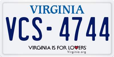 VA license plate VCS4744