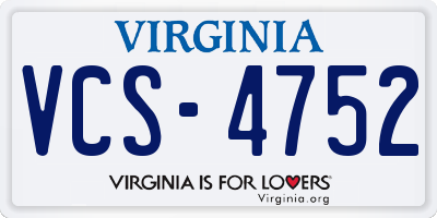 VA license plate VCS4752
