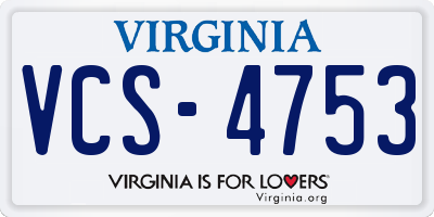 VA license plate VCS4753